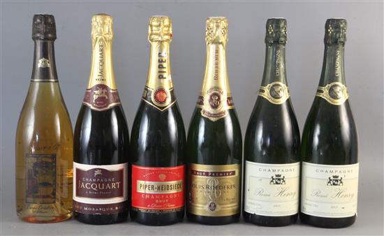One bottle of Louis Roederer Champagne, two bottles oif Remi Henry Champagnes, one bottle of Piper Heidseck